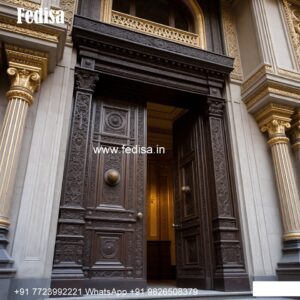 Elegant Double Door Classic Entry Design Manichitrathazhu Door Design No-7175