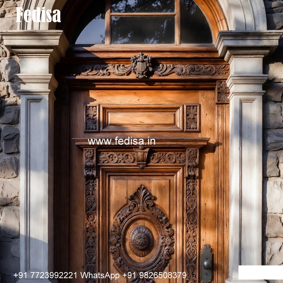 Traditional Carved Wooden Front Door Ideas Door Handle Design Antique No-7295