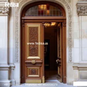 Solid Wood Classic Door Wardrobe Design With Mirror Inside No-7562