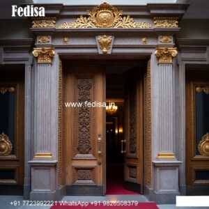 Arch Top Wooden Door Main Door Marble Frame Design No-7877