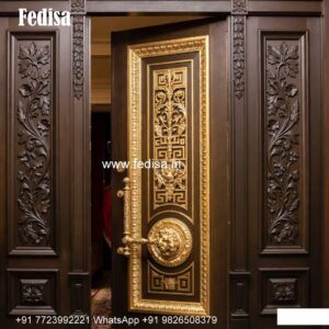 Vintage Wooden Door Drawing Room Mirror Door Design No-8005