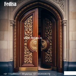 Handcrafted Wooden Door Metal Jali Door Design No-8058