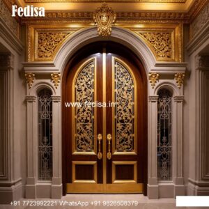 Arch Top Wooden Door Mirror Door Design No-8328
