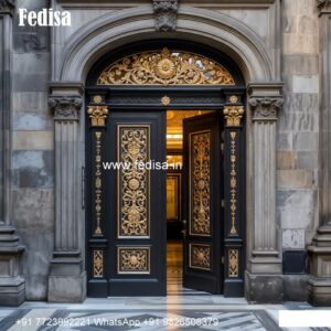 Glass Panel Classic Door Teak Wood Main Door Design Catalog No-8412