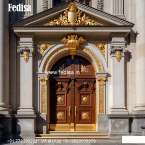 Heritage Door Design Main Door Attached Window Glass Design No-8421