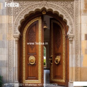 Engraved Wooden Door Modern Wooden Double Door Design No-8616