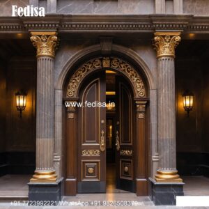 Traditional Carved Wooden Front Door Ideas Round Door Design Catalog No-8976