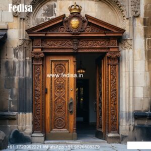 Double Door Classic Style Door Design With Glass And Wood No-9188