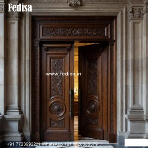 Home Entry Wooden Door Front Door Window Glass Design No-9217