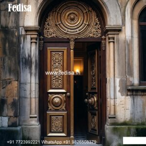 Vintage Wooden Door Steel Door Frame Design No-9235