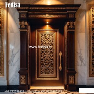 Engraved Wooden Door Main Vasakal Frame Design No-9436