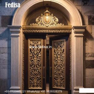 Carved Wooden Doors Sunmica Double Door Design No-9451