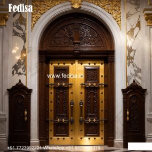 Classic Wooden Main Door Design For Home Sliding Grill Gate No-9467