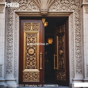 Arch Top Wooden Door Temple Main Door Design No-9476