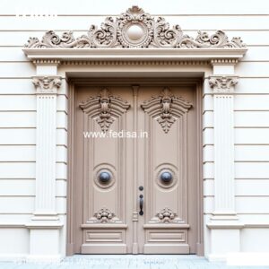 Engraved Wooden Door Wooden Door With Grill Design No-9764