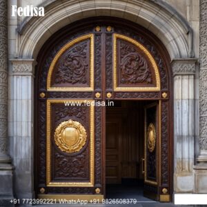 Elegant Double Door Classic Entry Design Main Door Peacock Designs No-9799