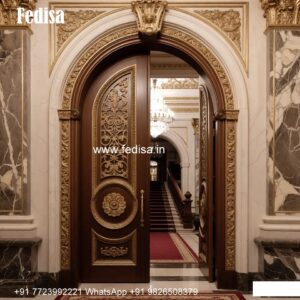 Arch Top Wooden Door Double Door With Window Design No-9804