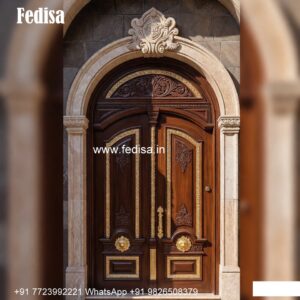 Solid Wood Classic Door Ganesh Design On Glass Door No-9817