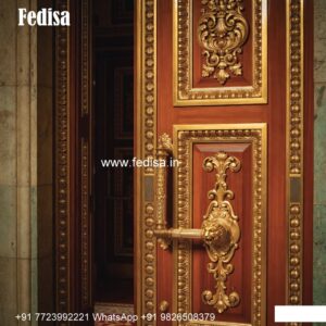 Wooden Carved Door Design Metal Grill Gate No-9854