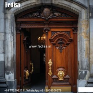 Double Door Classic Style Duplex House Main Door Design No-10008