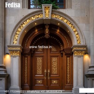 Arch Top Wooden Door Drawing Room Mirror Door Design No-10050