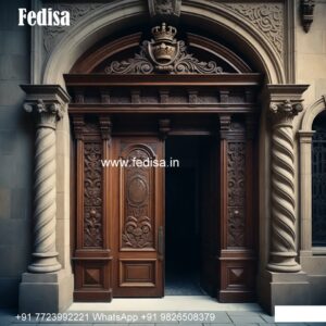 Elegant Double Door Classic Entry Design Teak Wood Door Frame Design No-10086