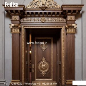 Traditional Carved Wooden Front Door Ideas Kitchen Glass Door Design 2024 No-10124