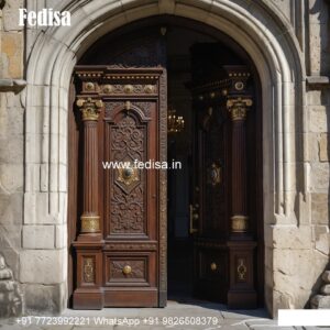 Handcrafted Wooden Door Modern Grill Door Design No-10149