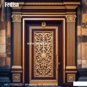 Handcrafted Wooden Door Steel Gate Design Single Door No-10354