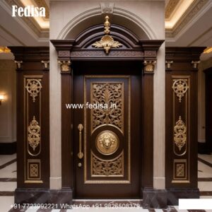 Elegant Double Door Classic Entry Design Mirror Door Design No-10373