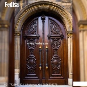 Engraved Wooden Door Small Pooja Room Door Design No-10379