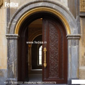 Double Door Classic Style Simple Pooja Room Door Designs In Wood No-10418
