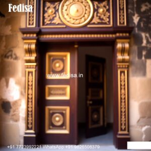 Elegant Double Door Classic Entry Design Teak Wood Main Door Price No-10455