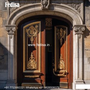 Engraved Wooden Door Iron Door Design For House No-10502