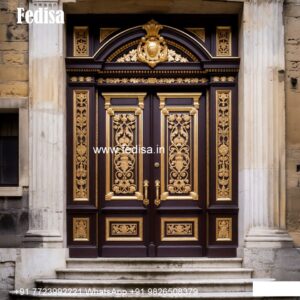 Engraved Wooden Door Loha Door Design No-10584