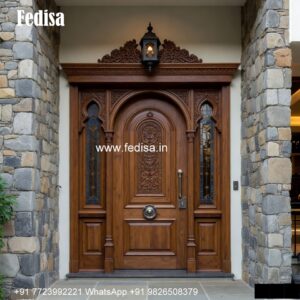 Main Double Door Design, Main Door Attached Window Grill Design | Decorative Wooden Door Latest
