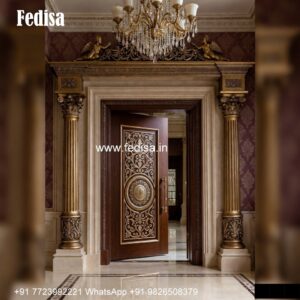 Veneer Door Design, Pooja Door Bell Design | Decorative Wooden Door Latest